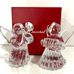 Baccarat Cherub Horn and Accordion Carolers - Set of 2